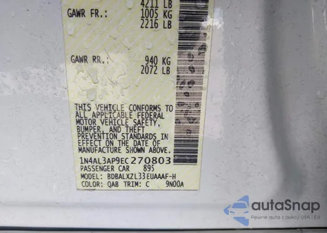 2014 Nissan Altima 2.5 Sl from USA, damaged, VIN 1N4AL3AP9EC270803